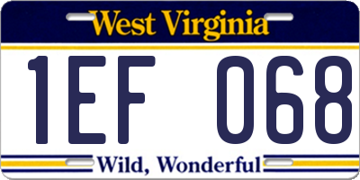 WV license plate 1EF068