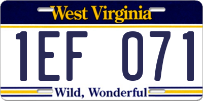 WV license plate 1EF071