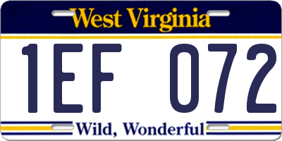 WV license plate 1EF072