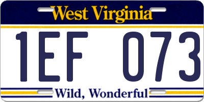 WV license plate 1EF073