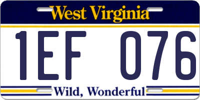 WV license plate 1EF076