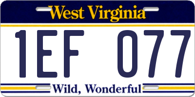 WV license plate 1EF077