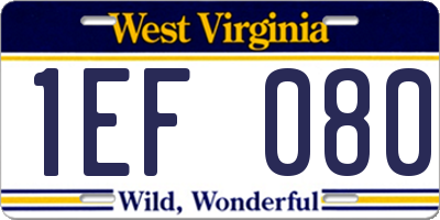 WV license plate 1EF080