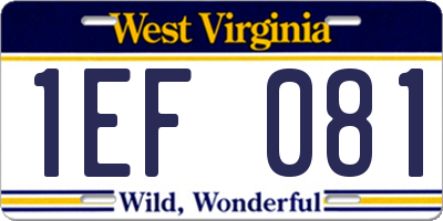 WV license plate 1EF081