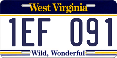 WV license plate 1EF091