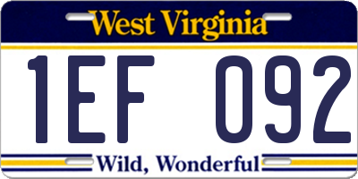 WV license plate 1EF092