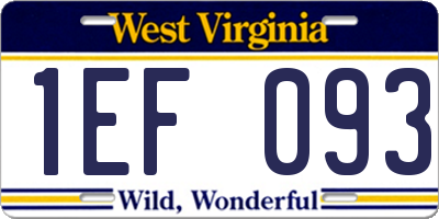 WV license plate 1EF093