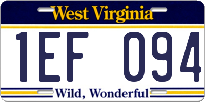WV license plate 1EF094
