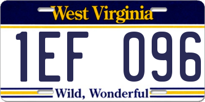 WV license plate 1EF096