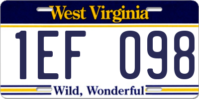 WV license plate 1EF098