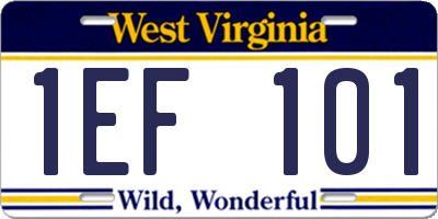 WV license plate 1EF101