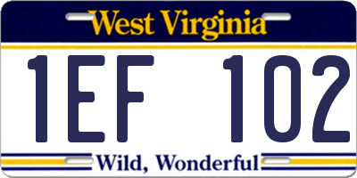 WV license plate 1EF102