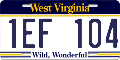 WV license plate 1EF104