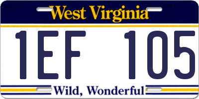 WV license plate 1EF105