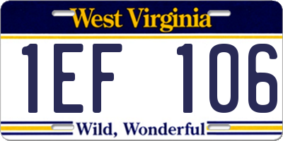WV license plate 1EF106