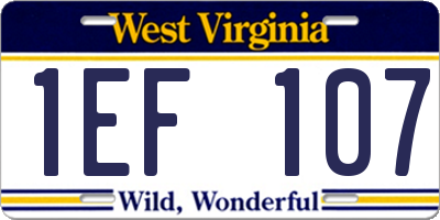 WV license plate 1EF107