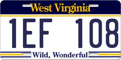 WV license plate 1EF108