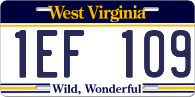WV license plate 1EF109