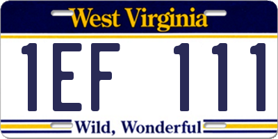 WV license plate 1EF111