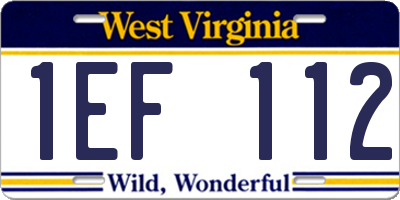 WV license plate 1EF112