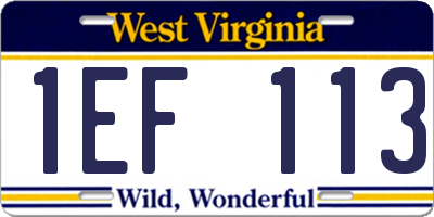 WV license plate 1EF113