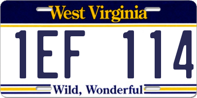 WV license plate 1EF114