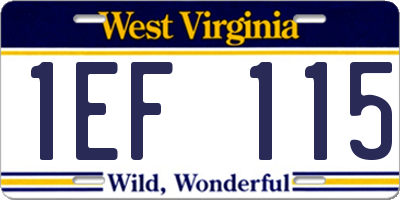 WV license plate 1EF115