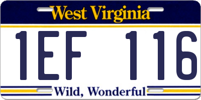 WV license plate 1EF116