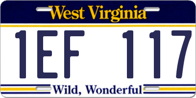 WV license plate 1EF117