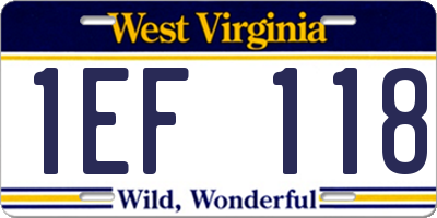 WV license plate 1EF118