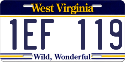 WV license plate 1EF119