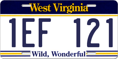 WV license plate 1EF121