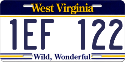 WV license plate 1EF122