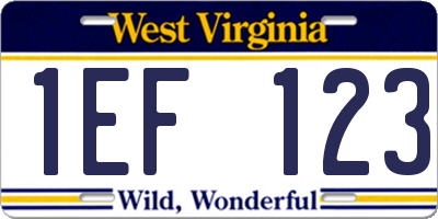WV license plate 1EF123