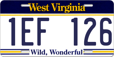 WV license plate 1EF126