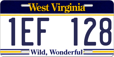 WV license plate 1EF128
