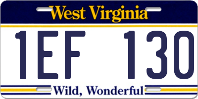 WV license plate 1EF130