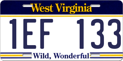 WV license plate 1EF133