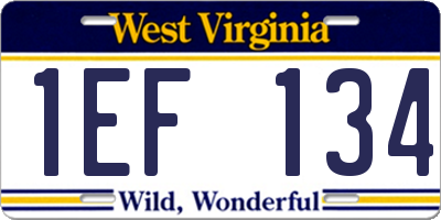 WV license plate 1EF134