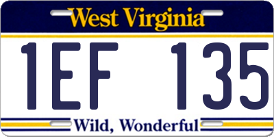 WV license plate 1EF135