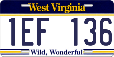 WV license plate 1EF136