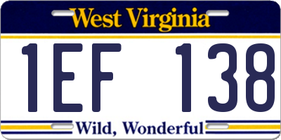 WV license plate 1EF138