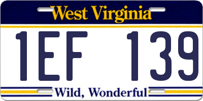WV license plate 1EF139