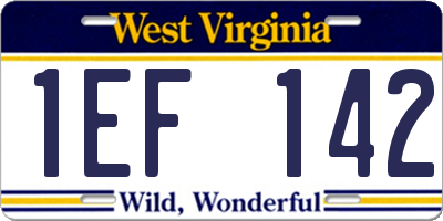WV license plate 1EF142