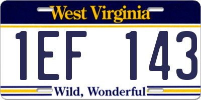 WV license plate 1EF143