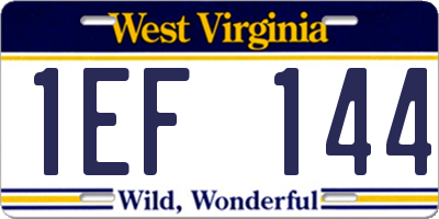WV license plate 1EF144