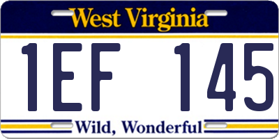WV license plate 1EF145