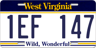 WV license plate 1EF147