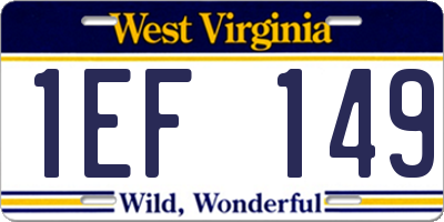 WV license plate 1EF149