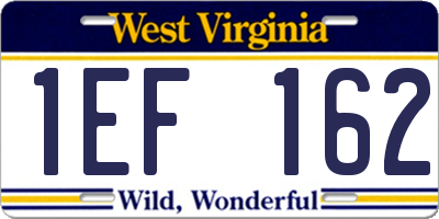 WV license plate 1EF162